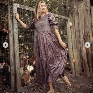 Purple velvet tiered maxi dress